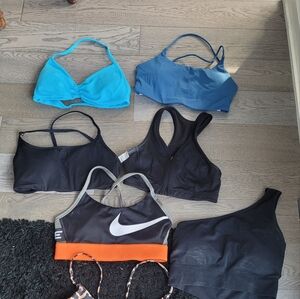 Nike Black and Orange Sports Bra with Logo